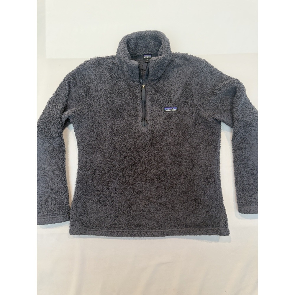 Patagonia Los Gatos 1/4 Zip Pullover Sherpa Fleece Grey Womens Medium Casual Y2K